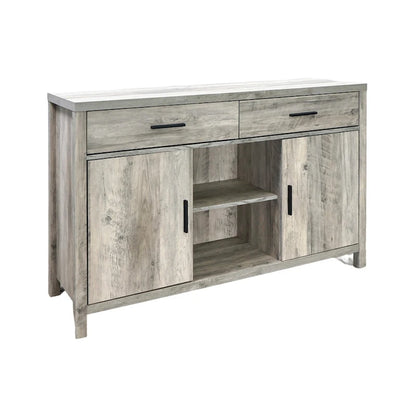 Q-Max 47W Sideboard Storage Cabinet, Dining Server Cupboard Buffet Table with Two Cabinets, Two Drawers, Two Open Shelves