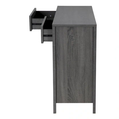 Q-Max 47W Sideboard Storage Cabinet, Dining Server Cupboard Buffet Table with Two Cabinets, Two Drawers, Two Open Shelves