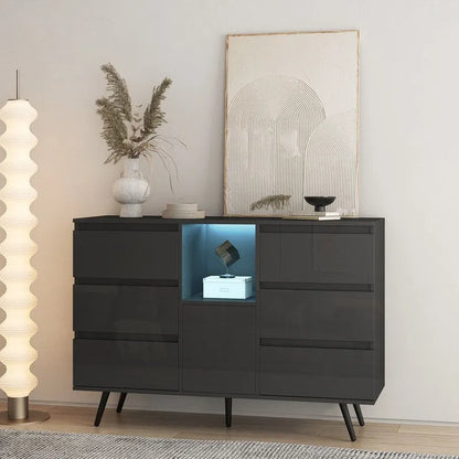 Sideboard Buffet Storage Cabinet with Led Light for Living Room