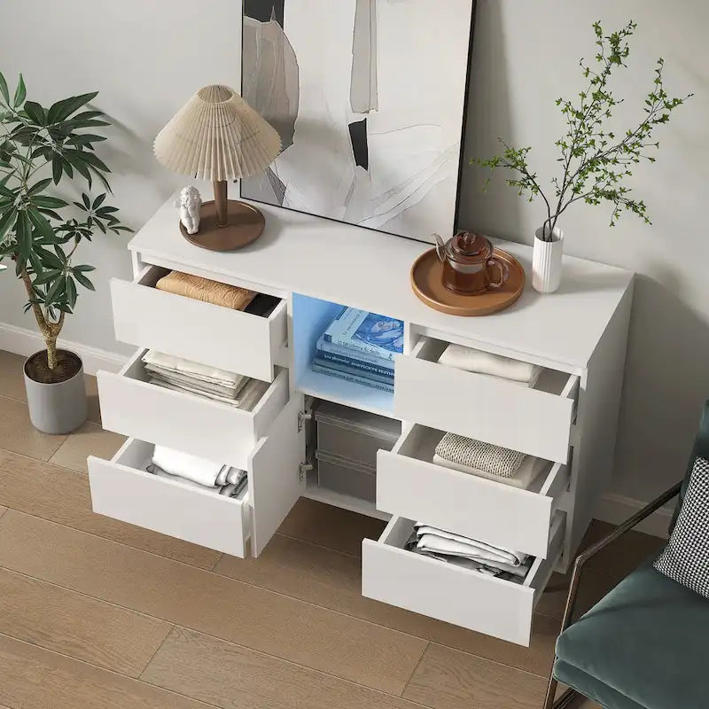 Sideboard Buffet Storage Cabinet with Led Light for Living Room