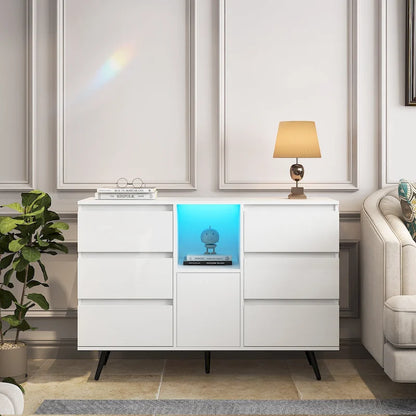 Sideboard Buffet Storage Cabinet with Led Light for Living Room