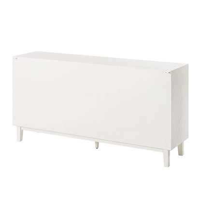 COZAYH Modern 4 Doors Cabinet with 3D Curved Motif and Push Latch, TV Stand, Sideboard Buffet Cabinet