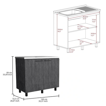 Napoles-2 39 Wide Double Door Utility Sink Stainless steel - N/A