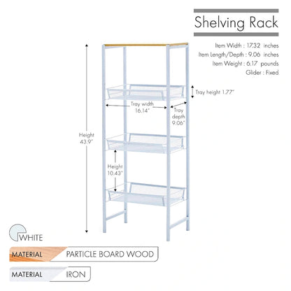 Porthos Home Blake 3-tier Storage Shelves, Mesh Trays And Metal Frame