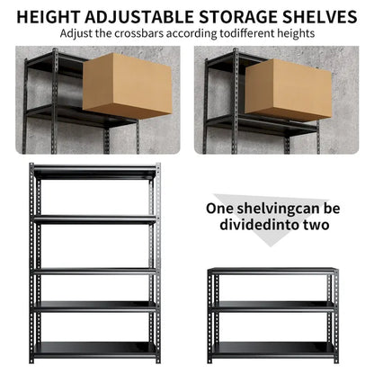 DoCred Adjustable Garage Storage Shelves, Metal Shelving, Black