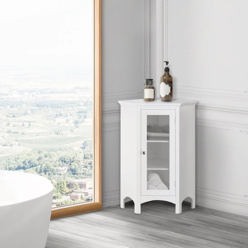 Teamson Home Madison Freestanding Corner Floor Accent Cabinet - 17L x 24.75W x 32H