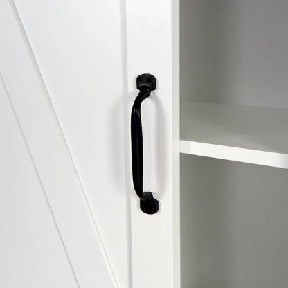 Over-the-Toilet Storage Cabinet With Adjustable Shelves and A Barn Door
