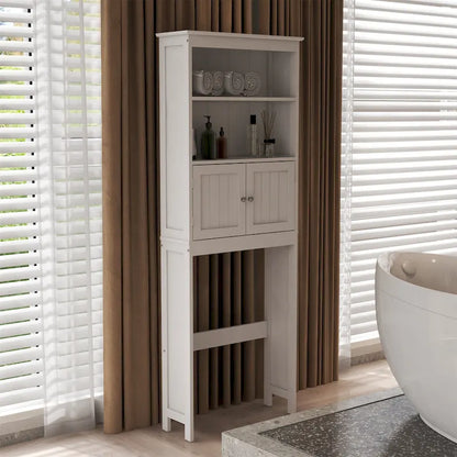White Wood 2 -Tier Toilet Bathroom Spacesaver Storage Shelf