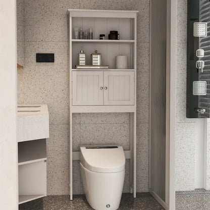 White Wood 2 -Tier Toilet Bathroom Spacesaver Storage Shelf