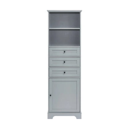 Modern White Storage Cabinet with 3 Drawers and Adjustable Shelves for Bathroom, Kitchen and Living Room