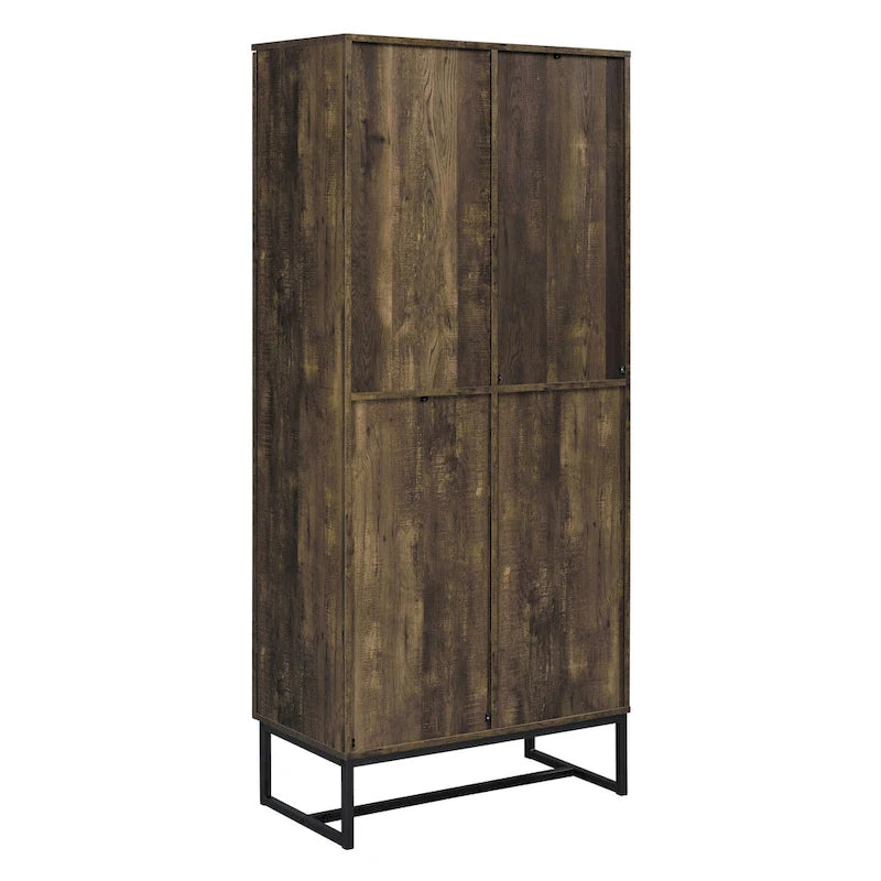 Gunderson Rustic Oak and Gunmetal 8-Shelf Accent Cabinet