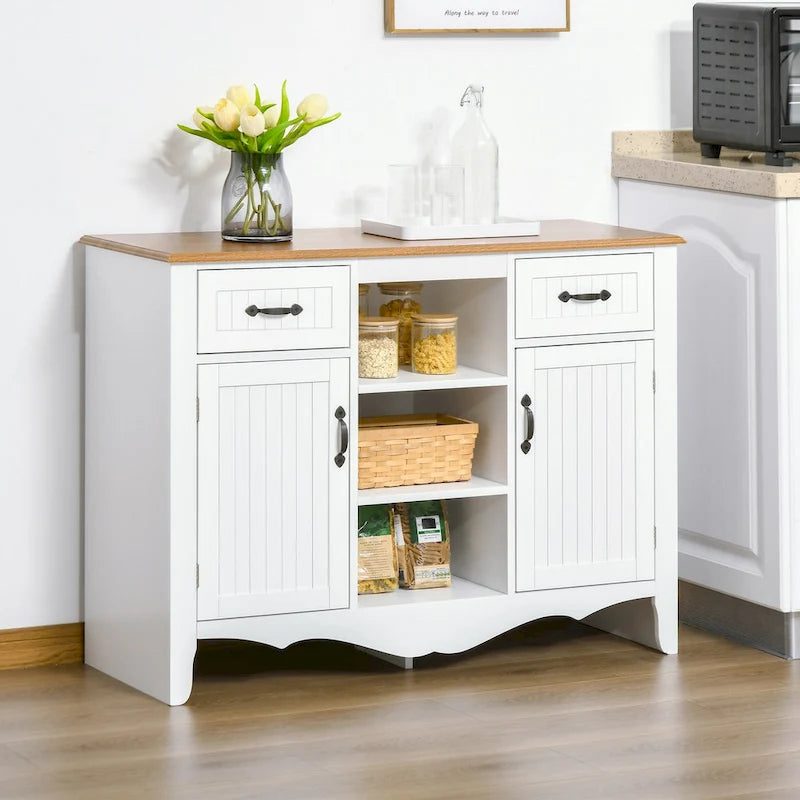 HOMCOM 42 Accent Sideboard Storage Cabinet, Serving Buffet with Drawers and Adjustable Shelves for Dining Room, Living Room