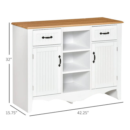 HOMCOM 42 Accent Sideboard Storage Cabinet, Serving Buffet with Drawers and Adjustable Shelves for Dining Room, Living Room