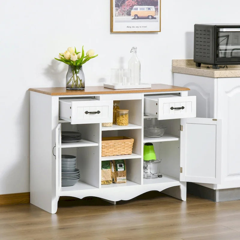 HOMCOM 42 Accent Sideboard Storage Cabinet, Serving Buffet with Drawers and Adjustable Shelves for Dining Room, Living Room