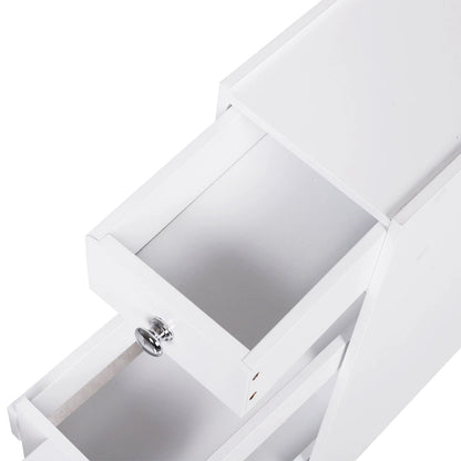 HOMCOM Bathroom Floor Organizer Free Standing Space Saving Narrow Storage Cabinet Bath Toilet Paper Holder with Drawers White