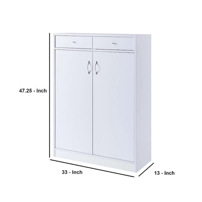 47 Inch 2 Door Wooden Shoe Cabinet, White