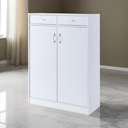 47 Inch 2 Door Wooden Shoe Cabinet, White