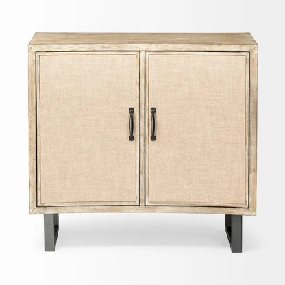 Bellefontaine Natural Fir Veneer & Fabric w/ Graphite Frame & 2 Doors Accent Cabinet