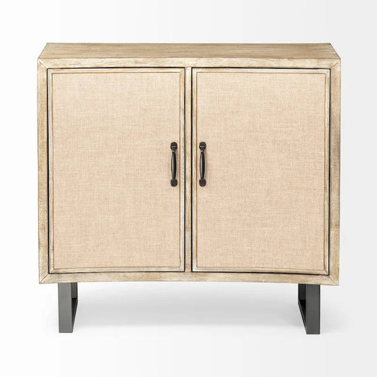 Bellefontaine Natural Fir Veneer & Fabric w/ Graphite Frame & 2 Doors Accent Cabinet