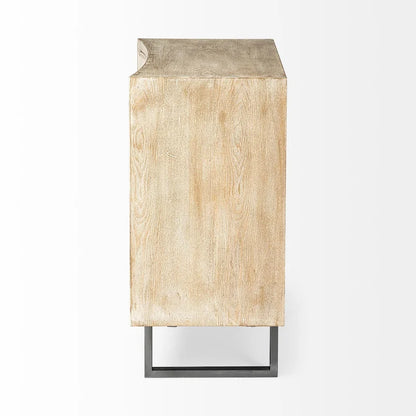 Bellefontaine Natural Fir Veneer & Fabric w/ Graphite Frame & 2 Doors Accent Cabinet