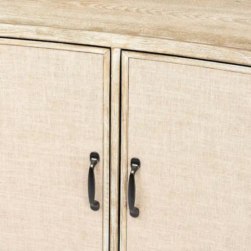 Bellefontaine Natural Fir Veneer & Fabric w/ Graphite Frame & 2 Doors Accent Cabinet