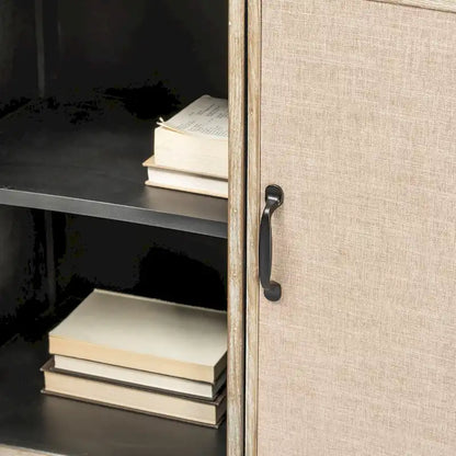 Bellefontaine Natural Fir Veneer & Fabric w/ Graphite Frame & 2 Doors Accent Cabinet
