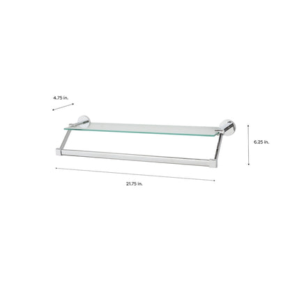 Organize It All Hanging Glass Shelf with Towel Bar - 21.7x6.2x4.75