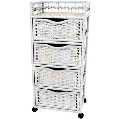 Natural Fiber Wheeled 4-drawer Chest of Drawers - 17.25W x 12.50D x 38.25H