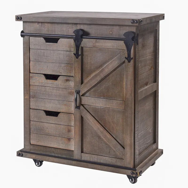 StyleCraft Presley Driftwood Grey 3-Drawer with Door Side Cabinet