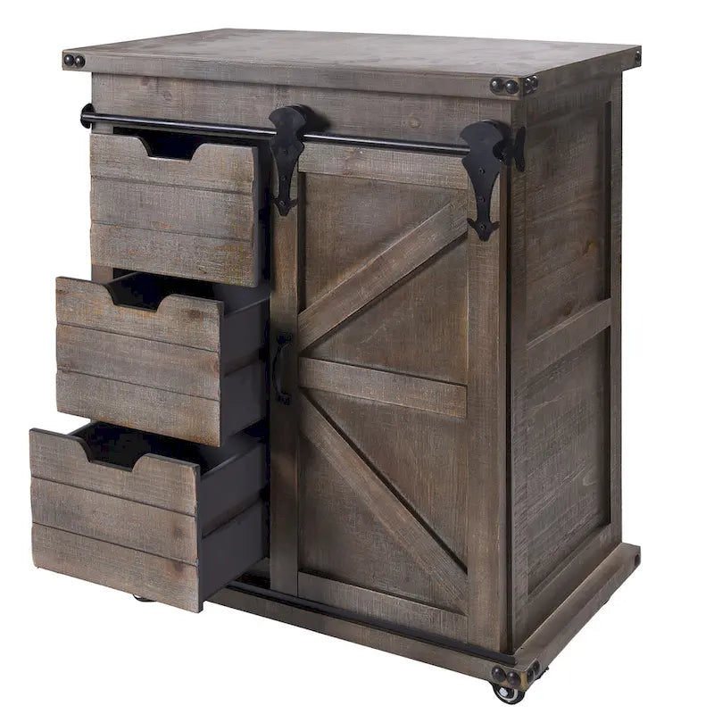 StyleCraft Presley Driftwood Grey 3-Drawer with Door Side Cabinet