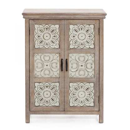 Farmhouse 37.4 Tall 2-Door Wood Storage Cabinet - 37.4 H x 27.68 W x 13.23 D