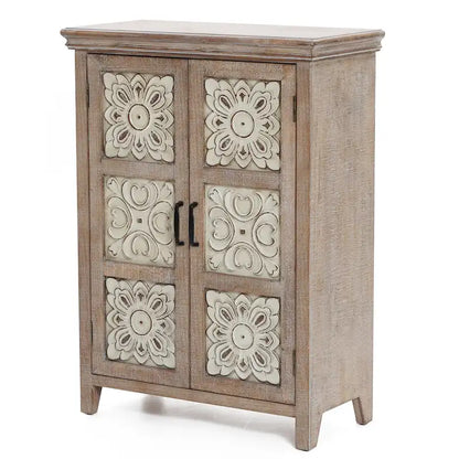 Farmhouse 37.4 Tall 2-Door Wood Storage Cabinet - 37.4 H x 27.68 W x 13.23 D