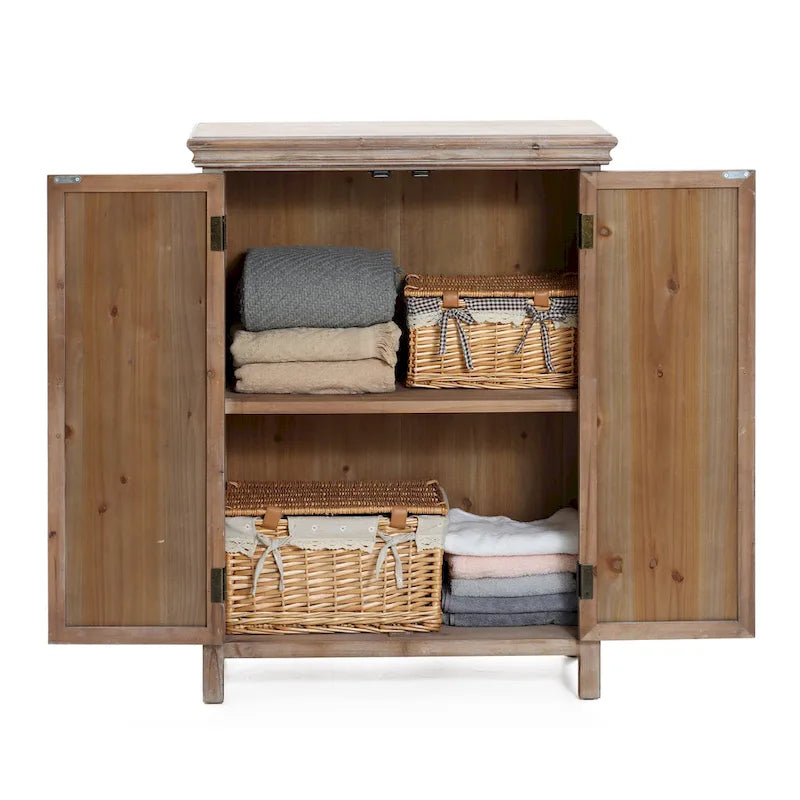 Farmhouse 37.4 Tall 2-Door Wood Storage Cabinet - 37.4 H x 27.68 W x 13.23 D