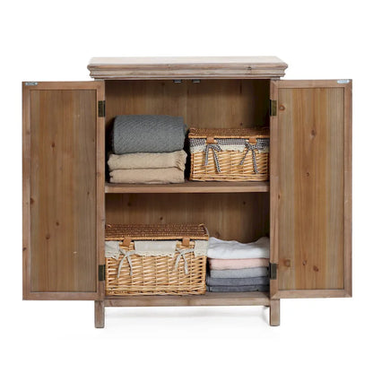 Farmhouse 37.4 Tall 2-Door Wood Storage Cabinet - 37.4 H x 27.68 W x 13.23 D