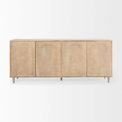 Tucker Light Brown Solid Wood w/Patterned Doors Sideboard - 71.75W x 30H x 15D