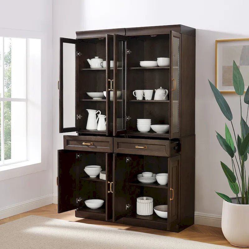 Crosley Stanton 2Pc Glass Door Kitchen Storage Pantry Cabinet Set