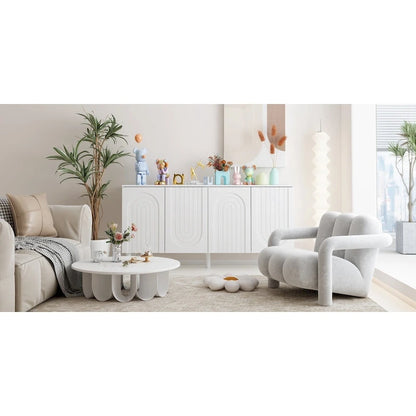 Cupboard Sideboard Storage Cabinet with 4 Doors Pop-up Design,Lacquer