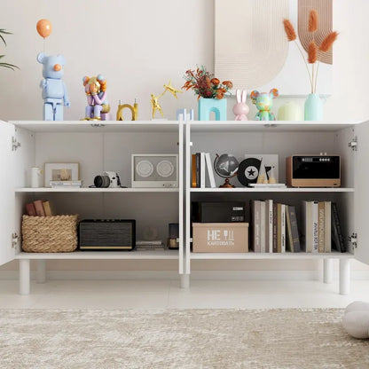Cupboard Sideboard Storage Cabinet with 4 Doors Pop-up Design,Lacquer