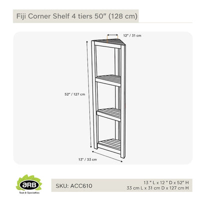 Teak Corner Shelf Fiji 50 (128cm) 4 tiers