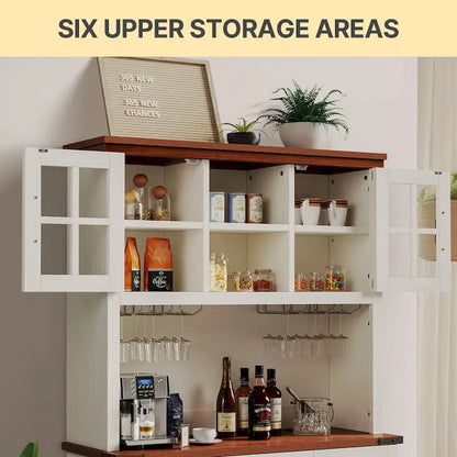 Moasis 72 Kitchen Storage Cabinet Pantry Cupboard with Charging Station and 3 Drawers