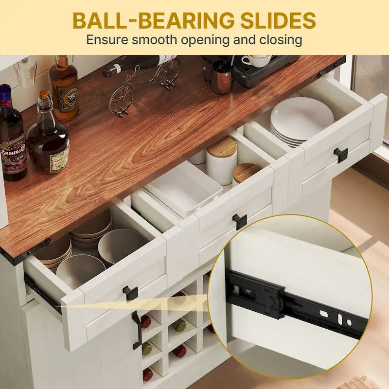 Moasis 72 Kitchen Storage Cabinet Pantry Cupboard with Charging Station and 3 Drawers
