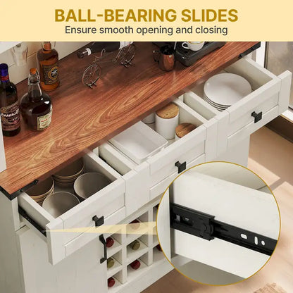 Moasis 72 Kitchen Storage Cabinet Pantry Cupboard with Charging Station and 3 Drawers