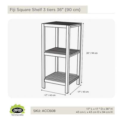 Teak Square Shelf Fiji 36 (90cm) 3 tiers