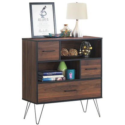 Multipurpose Sideboard Storage Cabinet with Metal Leg & Drawers - 35.5 x 15.5 x 40 (L x W x H)