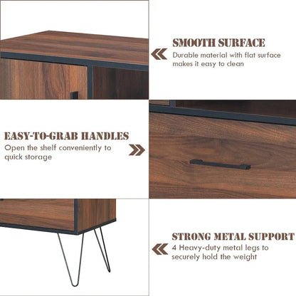 Multipurpose Sideboard Storage Cabinet with Metal Leg & Drawers - 35.5 x 15.5 x 40 (L x W x H)