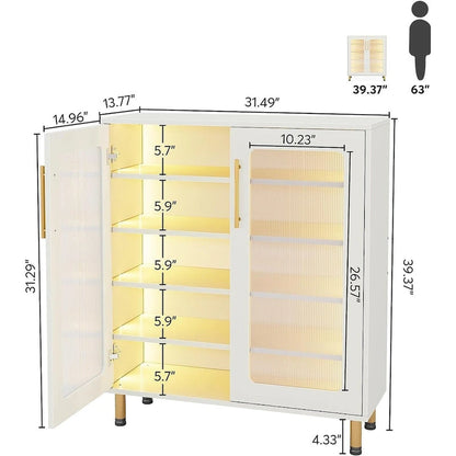 Buffet Cabinet with Storage, Modern Accent Cabinet with Acrylic Doors and LED Light - N/A