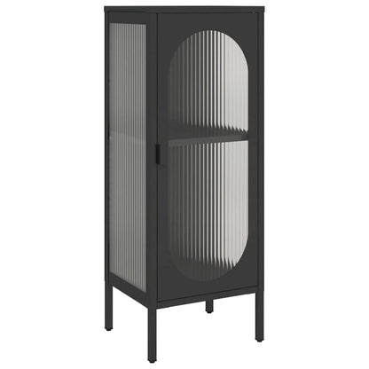 vidaXL Sideboard Black 15.7x13.8x41.3 Glass and Steel - 15.7 x 13.8 x 41.3
