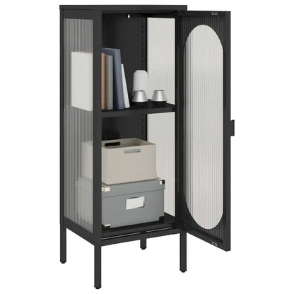vidaXL Sideboard Black 15.7x13.8x41.3 Glass and Steel - 15.7 x 13.8 x 41.3