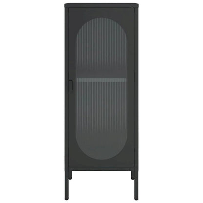vidaXL Sideboard Black 15.7x13.8x41.3 Glass and Steel - 15.7 x 13.8 x 41.3