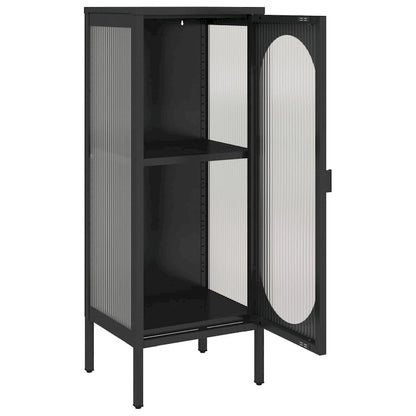 vidaXL Sideboard Black 15.7x13.8x41.3 Glass and Steel - 15.7 x 13.8 x 41.3